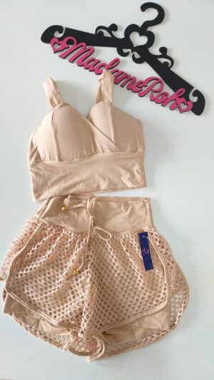 Conj Short Duplo Bege