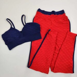 Conjunto Calça Vermelho Brocado