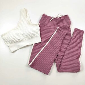 Conjunto calça brocado Rose e Branco